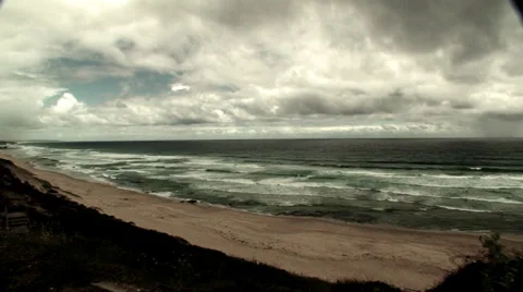 Wide Angle Of Beach and Ocean V2 - Colour Graded Video stock 35566072