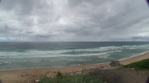Wide Angle Of Beach and Ocean Video stock 35566252