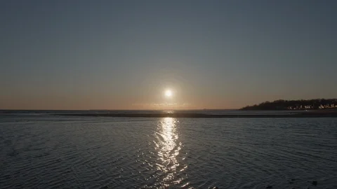 Wide Angle Of Beach Sunrise Stock Footage 127666915