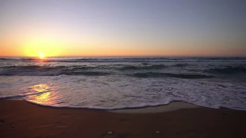 Wide angle beach sunset Stock Footage 77731209
