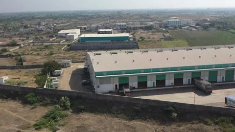 Wide angle big logic tricks warehouse drone camera showing 動画素材 259557520