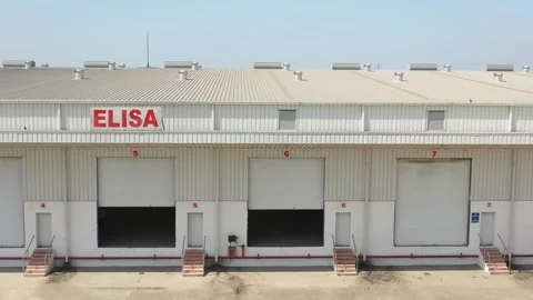 Wide angle big logic tricks warehouse drone camera showing 動画素材 259557561