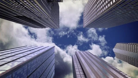 Wide angle of big skyscrapers in downtown area Stock Footage 235685553