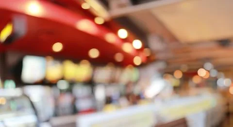 Wide Angle Blurred the interior of the coffee shop,Blur cafe abstract backg.. Stock Photos