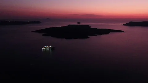 Wide Angle Caldera Dusk Shot In Santorini, Greece volcano santorini Stock Footage 121475107