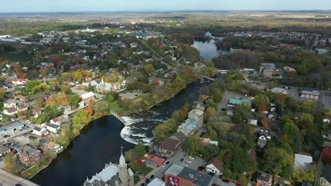 Wide angle carleton place ontario aerial Stock Footage 168250283