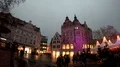 Wide angle Christmas illumination at old buildings in city center 4k or 4k+ Resolution