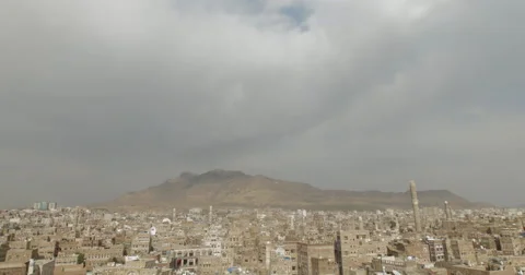 Wide Angle Cityscape of Eastern old Sana'a, Yemen (4K) Stock Footage 46031158