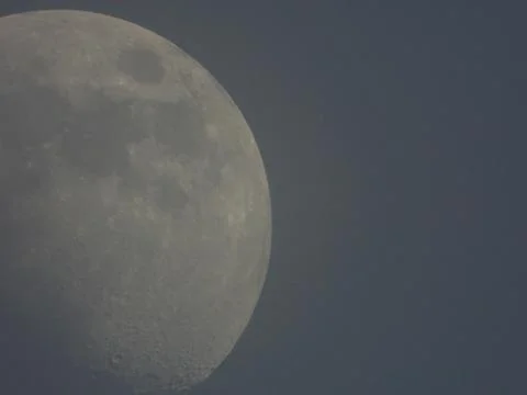 Wide angle with close up look of moon in august Stock Photos