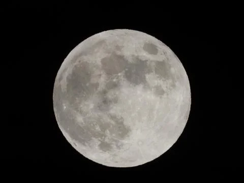 Wide angle with close up look of moon in august Stock Photos