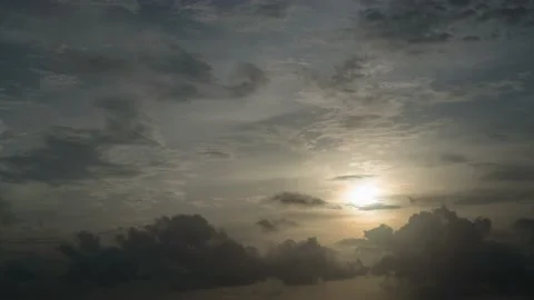 Wide angle cloudscape timelapse at dusk with stormy clouds Stock Footage 205544234