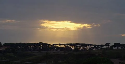 Wide angle cloudy landscape Stock Photos
