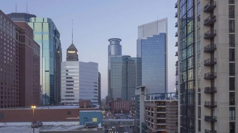 A Wide Angle of Downtown Minneapolis Timelapse Stock Footage 87914717