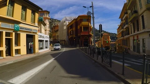 Wide Angle of Driving Through a Town Stock Footage 101120453
