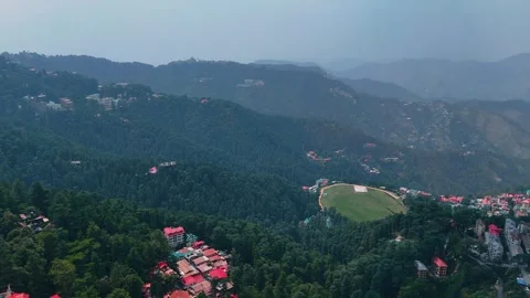 Wide Angle Drone View of Shimla Hills and Forest Valley Video stock 329071088