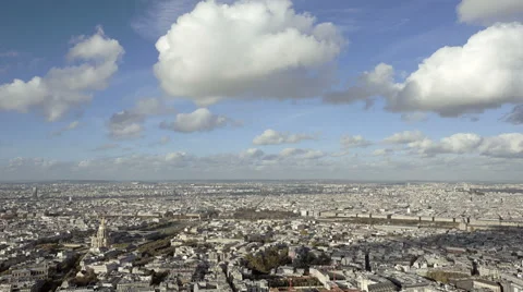Wide Angle establishing shot Paris city with panning left intro. Daytime Stock Footage 44446504