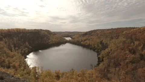 Wide Angle Fall Colors at Bear Lake Stock Footage 81143960