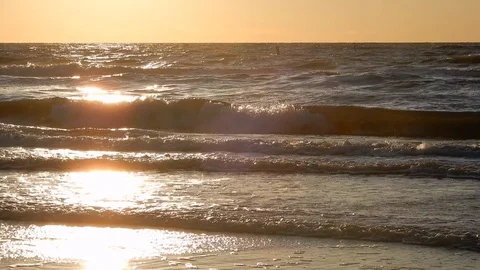 Wide Angle Golden Sunset Reflection Romantic Romance Background View Stock Footage 127249509