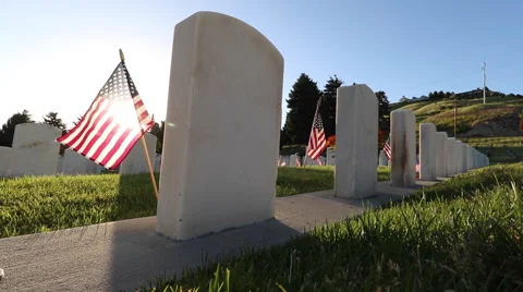 Wide Angle Headstone with Flag Video stock 63843218