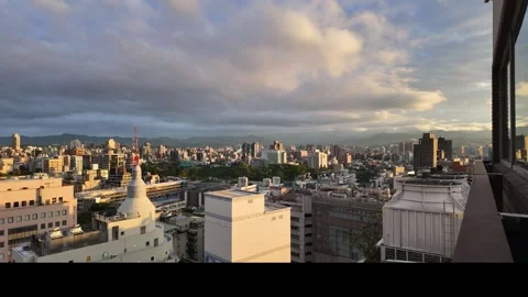 Wide Angle Holy Grail Timelapse of Taipei City at Cloudy Sunset, 4K Video stock 325441543