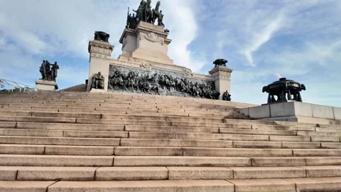 Wide Angle of Independence Monument and Eternal Flame in Brazil Video stock 334947297