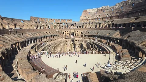Wide angle of interior of the Colosseum Stock Footage 346641377