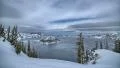 Wide angle landscape time lapse Crater Lake National Park, Oregon, Winter Snow 4k or 4k+ Resolution