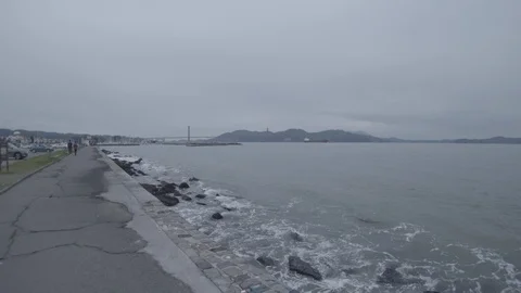 Wide Angle looking out to San Francisco Bay, Golden Gate Bridge Video stock 101431642