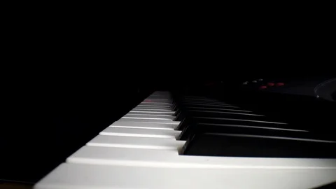 Wide angle macro of electronic keyboard - static shot of keyboard and the Stock Footage 127984670