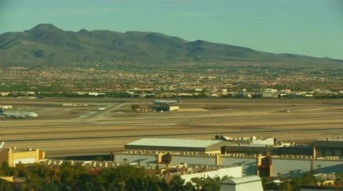 Wide Angle Midday Las Vegas Airport Stock Footage 22411570