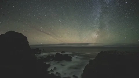 Wide Angle Milky Way time lapse over California Coast Vidéo 94763938