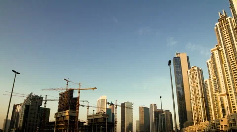 Wide Angle Motion Timelapse of Dubai Construction Stock Footage 65923038