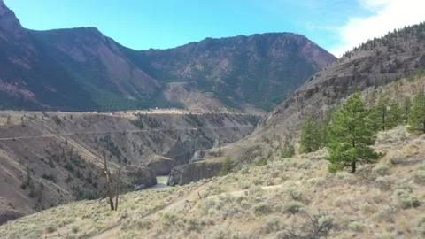 Wide Angle Mountain Valley Drone Shot Stock Footage 146553932