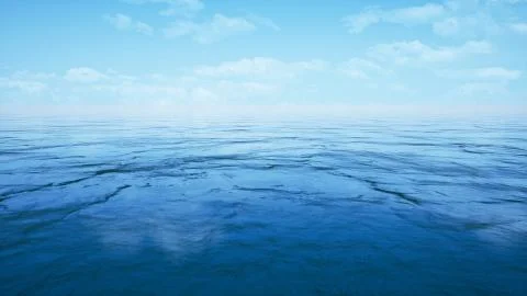 Wide angle in ocean by 3D rendering scene Stock-Illustration