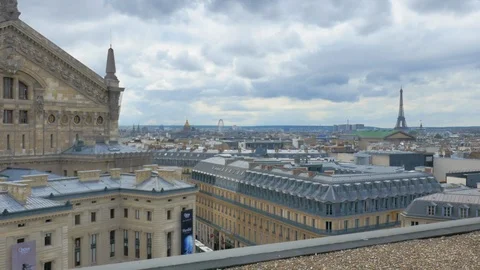 Wide Angle: Overlooking the City of Paris Stock Footage 97475585