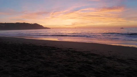 Wide Angle Pacific Coast Sunset 스톡 동영상 57927119