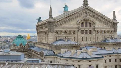Wide Angle: Palais Garnier and Rooftops in Paris Stock Footage 97475606