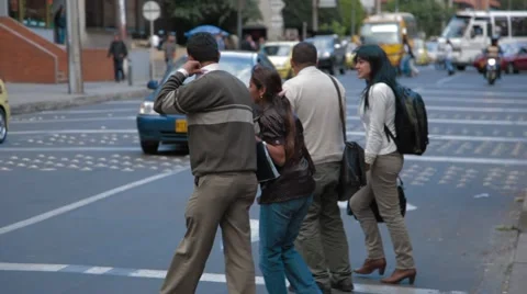 Wide Angle of pedestrians in front of Chamber of Commerce's Headquarters Stock Footage 42268116