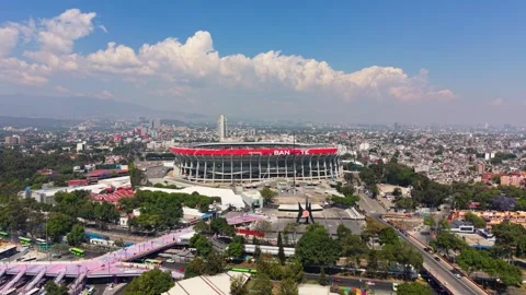 Wide angle perspective of Estadio Azteca modernization process in CDMX, Mexico Stock Footage 332629011