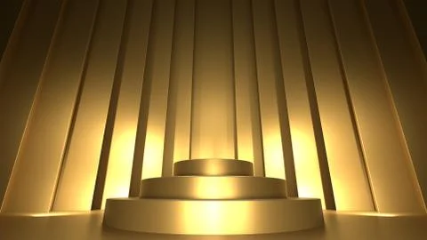 Wide angle product display or showcase pedestal on gold background product te Stockillustratie