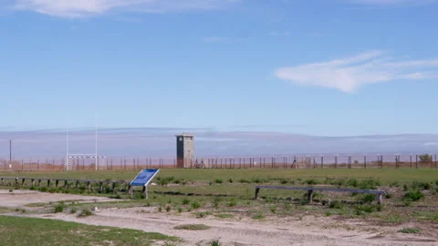 Wide angle: Robben island prison grounds. HD 50p Stock Footage 242014266