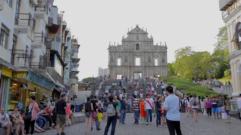 Wide angle - Ruins of St. Paul's Stock Footage 39131306