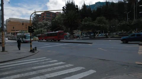 Wide Angle Shot of 7th Avenue in front of Ecopetrol headquarters Stock Footage 42268977