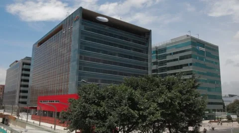 Wide Angle Shot of Avianca Tower and Colombian Chamber of Infrastructure Stock Footage 42268167