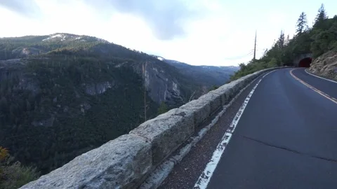 Wide angle shot of Big Oak Flat road tunnel, Yosemite Valley Stockbeeldmateriaal 241961256