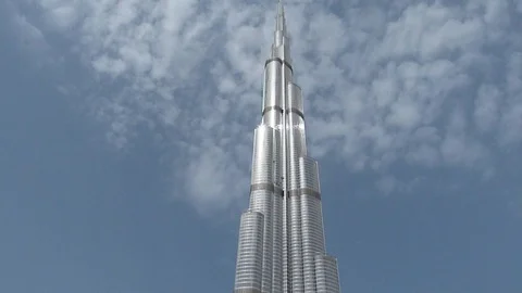 A Wide angle shot of Burj Khalifa (Dubai) Stock Footage 86592747