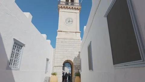 Wide-Angle Shot of Cathedral of Dormition in Hydra, Handheld, Summer Noon Stock Footage 288630735