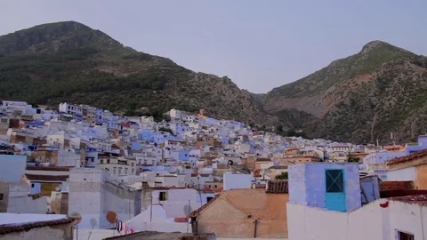 Wide Angle Shot of Chefchaouen, Morocco Video stock 76846559