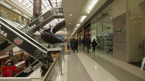 Wide Angle Shot of customers at the 2nd Floor of Gran Estacion Shopping Mall Stock Footage 42270426