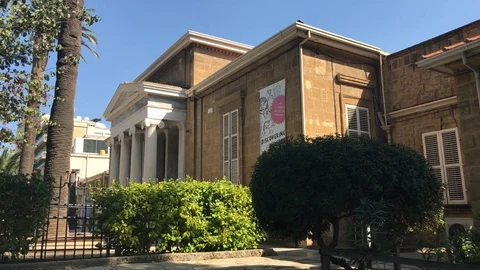 Wide Angle Shot of Cyprus Museum in Nicosia Stock Footage 89995414